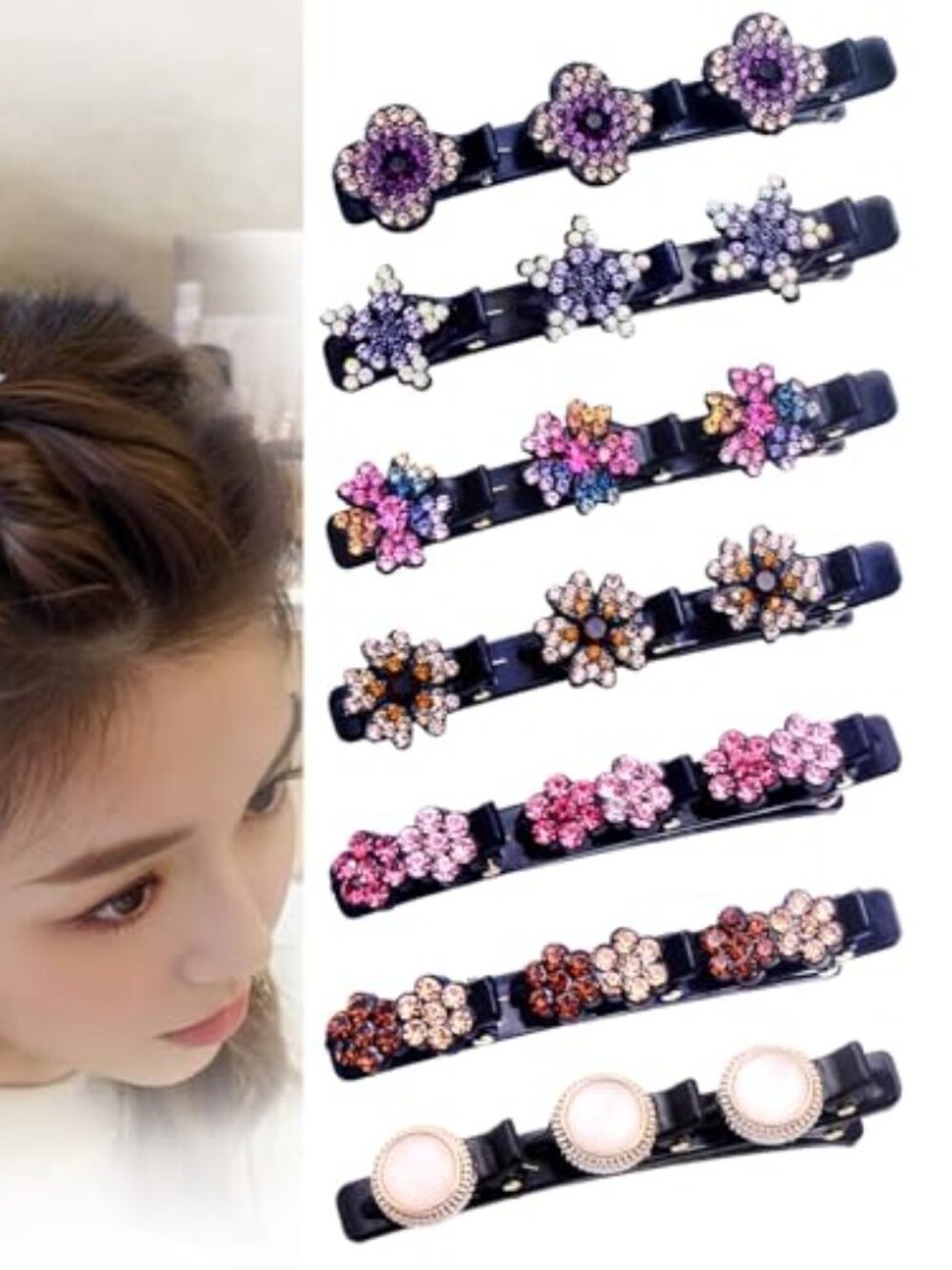 Sparkling Rhinestone Duckbill Clips, Non-Slip Hair Accessories